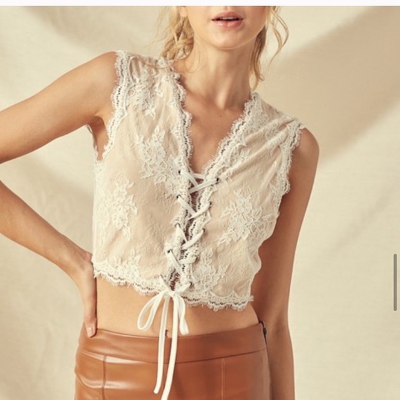 LAST Tie Front Lacey Crop - Picture 5 of 13